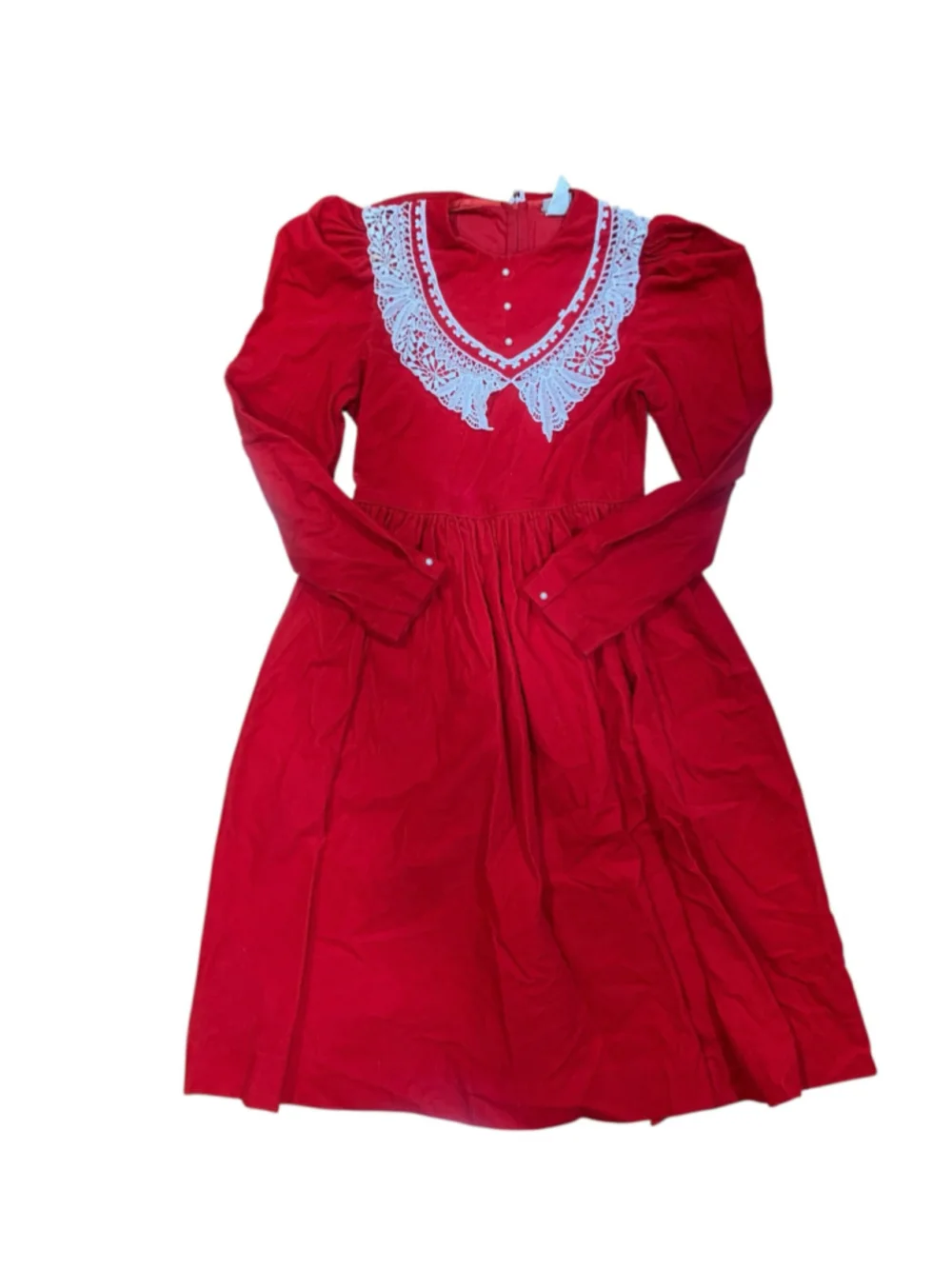 Vtg 90’s Girls Ruth Carolina Red and White Lace Holiday/Christmas Dress Size 14